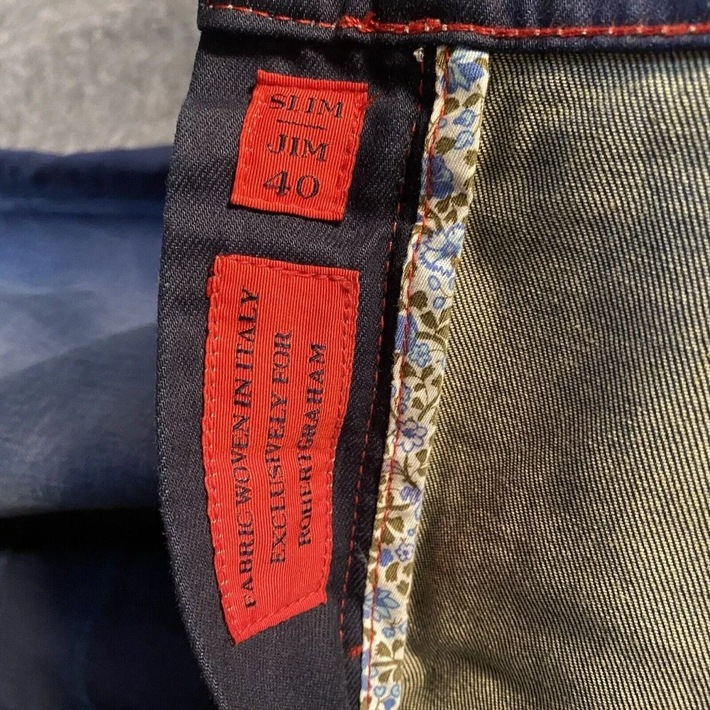 Robert Graham Jeans Mens 40x29 Blue Slim‎ Jim Dark Wash Denim 100% Cotton Italy